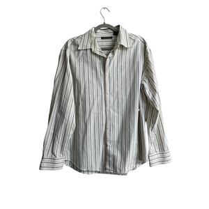 Cubavera Men's Shirt Size XL cream Striped Long Sleeve Cotton Button Up